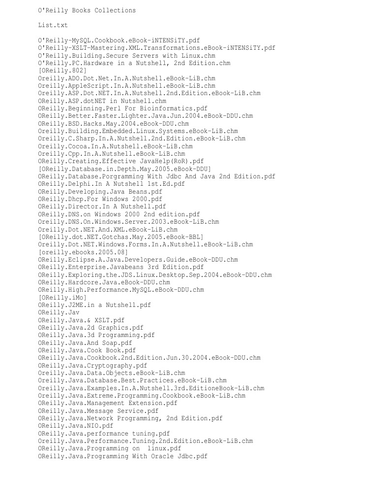 List | PDF | O&rsquo;reilly Media | Computing