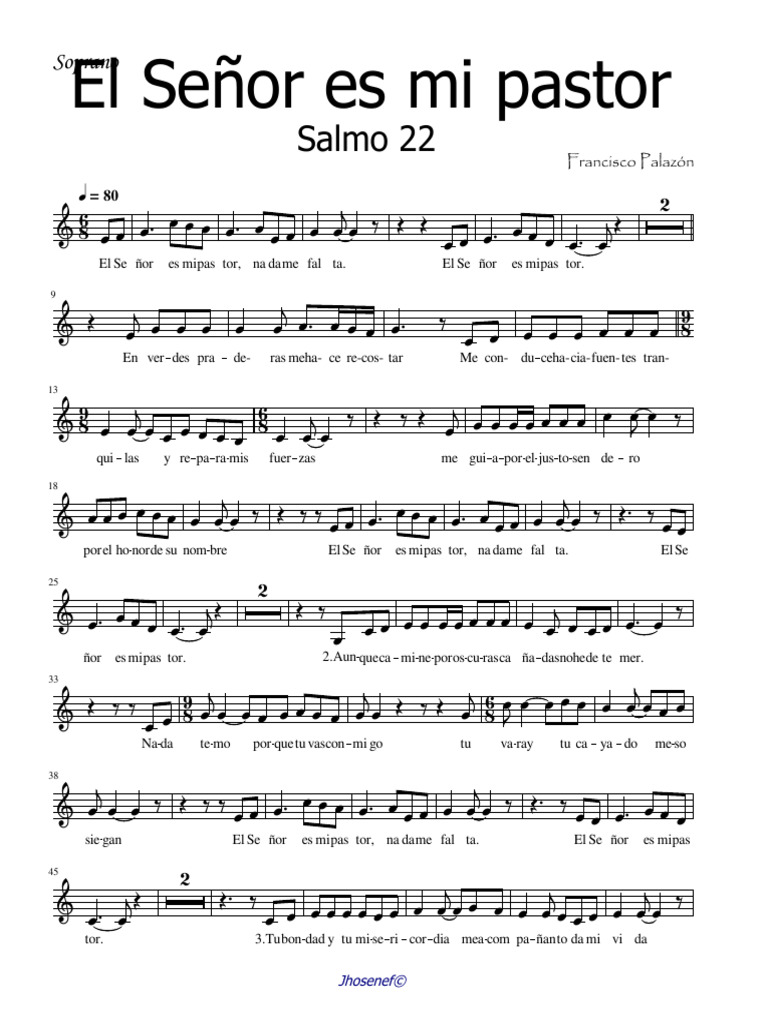 El Señor Es Mi Pastor (Francisco Palazón)-Soprano | PDF | Salmos | Ketuvim