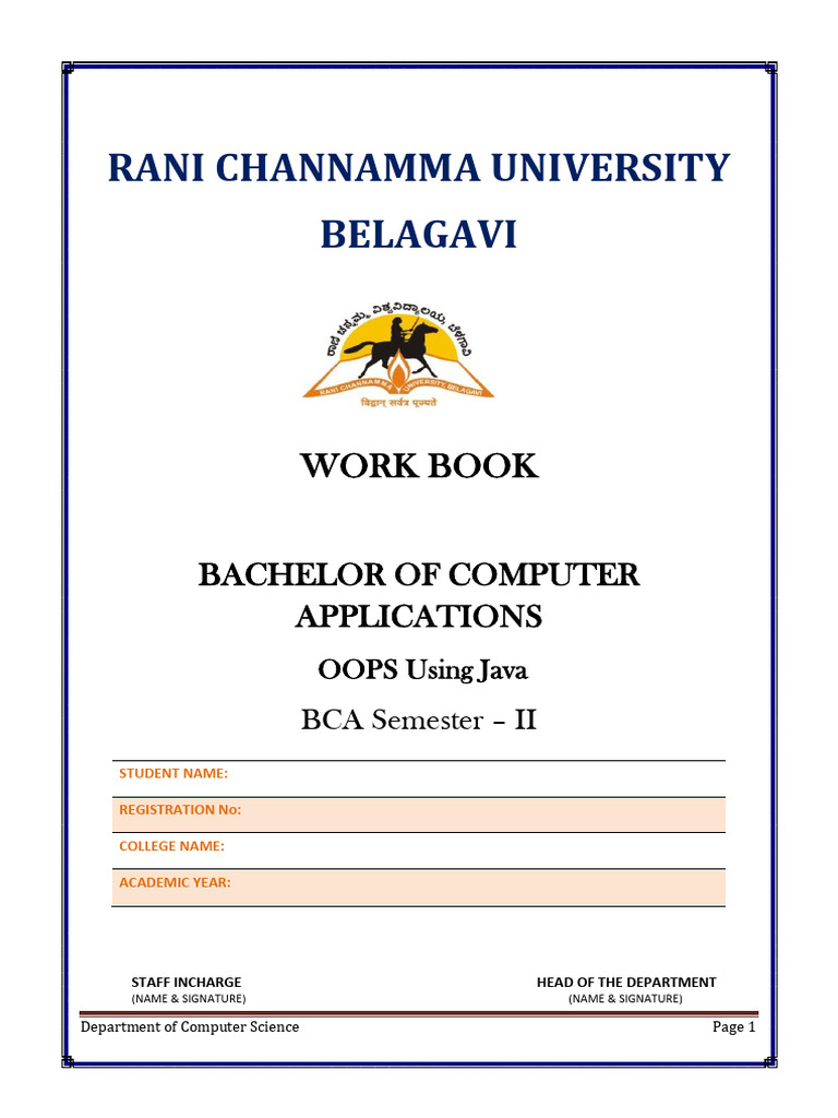 BCA II Sem Java Workbook | PDF | Inheritance (Object Oriented ...