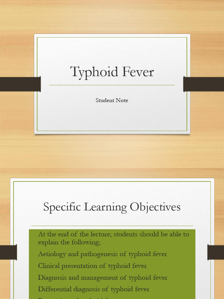 Typhoid Fever note for Students 1 | PDF | Salmonella | Medical Specialties