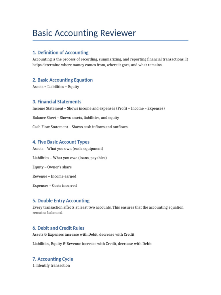 Basic Accounting Reviewer | PDF