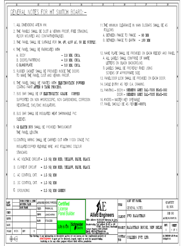 Rev Ht Panel Drawing With Bus Coupler | PDF