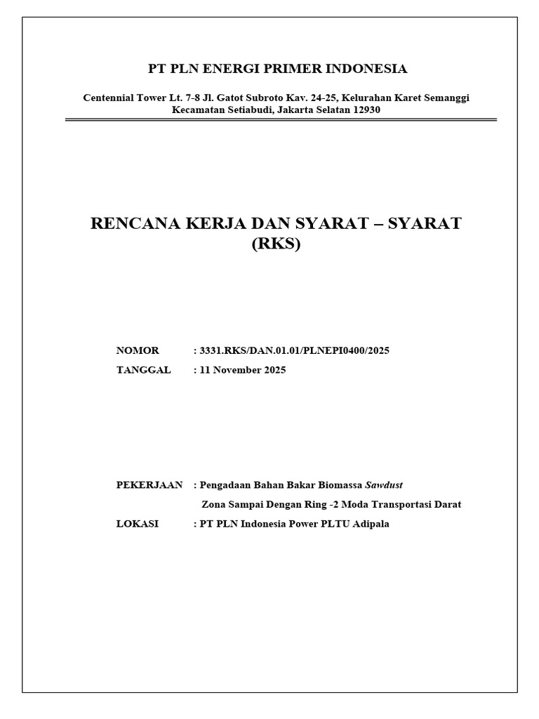 Adipala-RKS Tender Terbuka Sawdust Limbah - Kirim | PDF