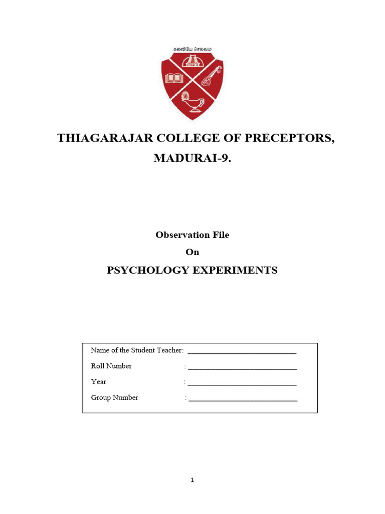 GP Psychology Experiments Observation File -II | PDF | Experiment ...