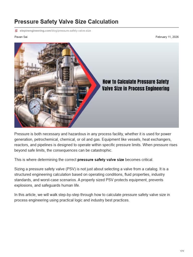 stepinengineering.com-Pressure Safety Valve Size Calculation | PDF ...