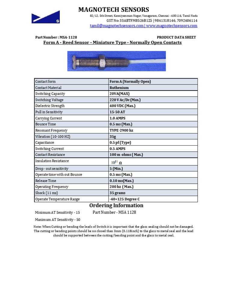 Datasheet Sensor | PDF