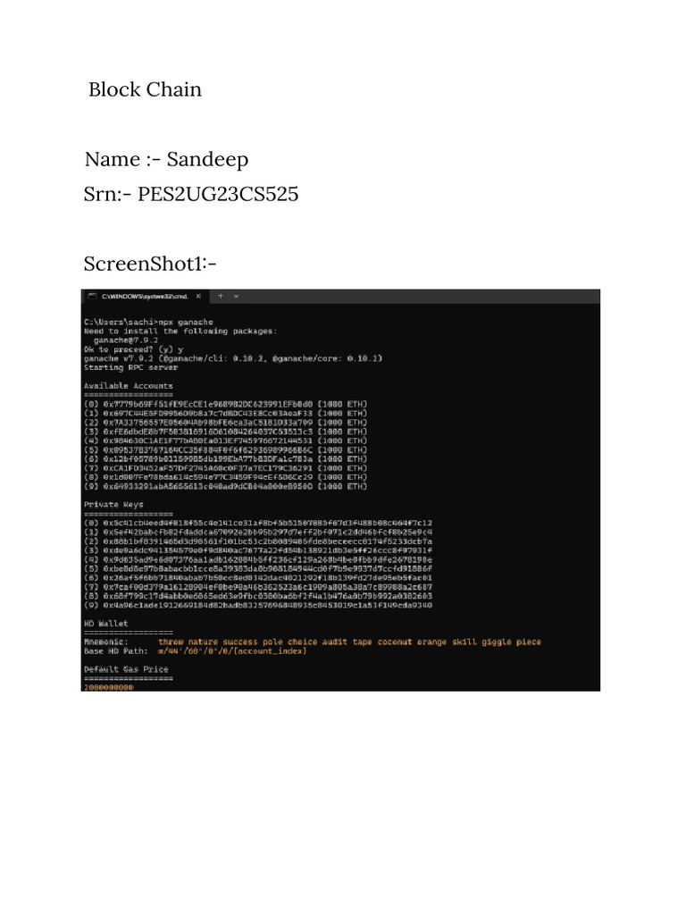 Pes2ug23cs525 Block Chain Lab 6b | PDF