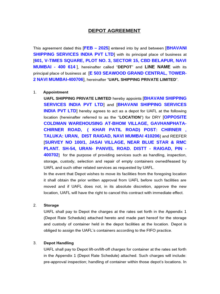 Depot Agreement Template Revised | PDF | Indemnity | Insurance