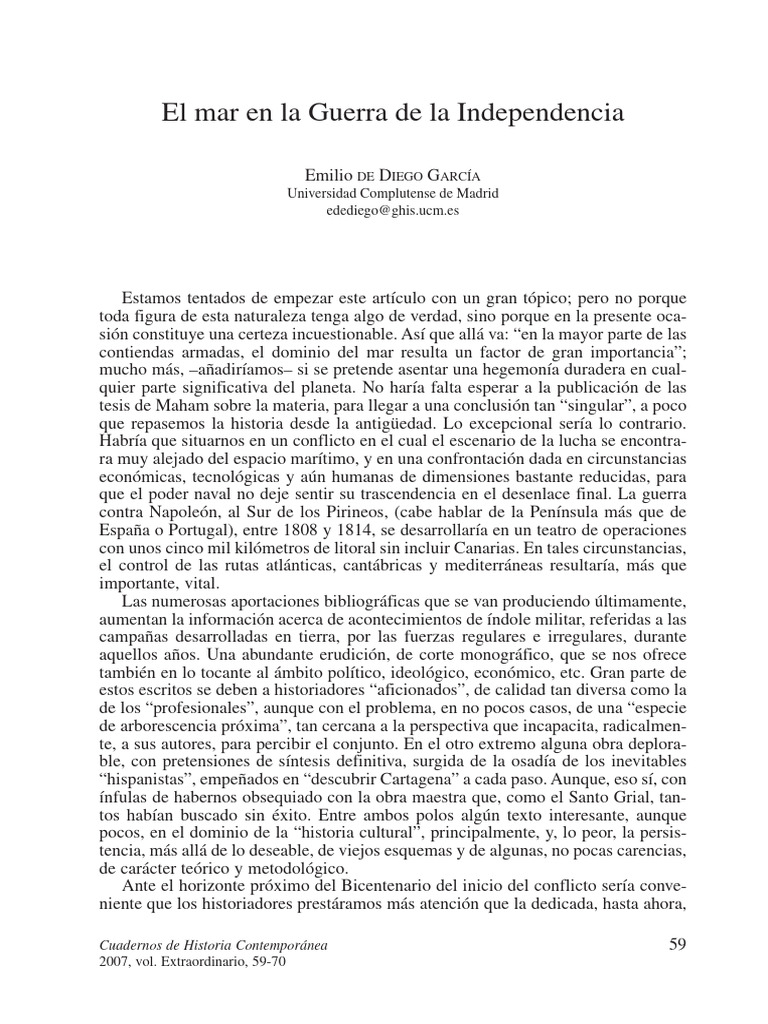 El mar en la Guerra de la Independencia | PDF | España | Guerra peninsular