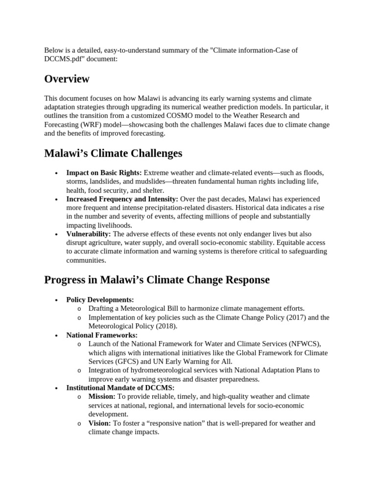 Case of DCCMS Summary | PDF | Weather Forecasting | Meteorology