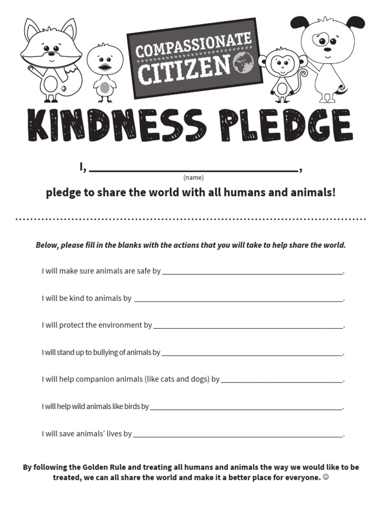 3. Compassionate Citizen Kindness Pledge Online Editable | PDF