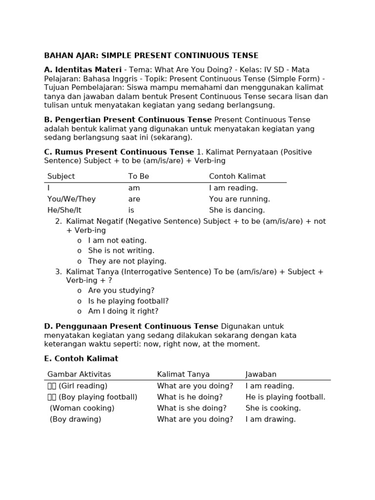 Simple Present Continuous | PDF