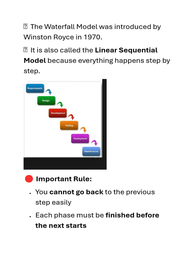 The Waterfall Model was introduced by Winston Royce in 1970 | PDF ...