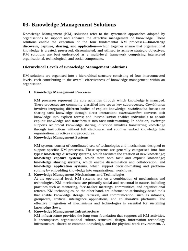 03-Knowledge Management Solutions | PDF | Knowledge Management | Knowledge