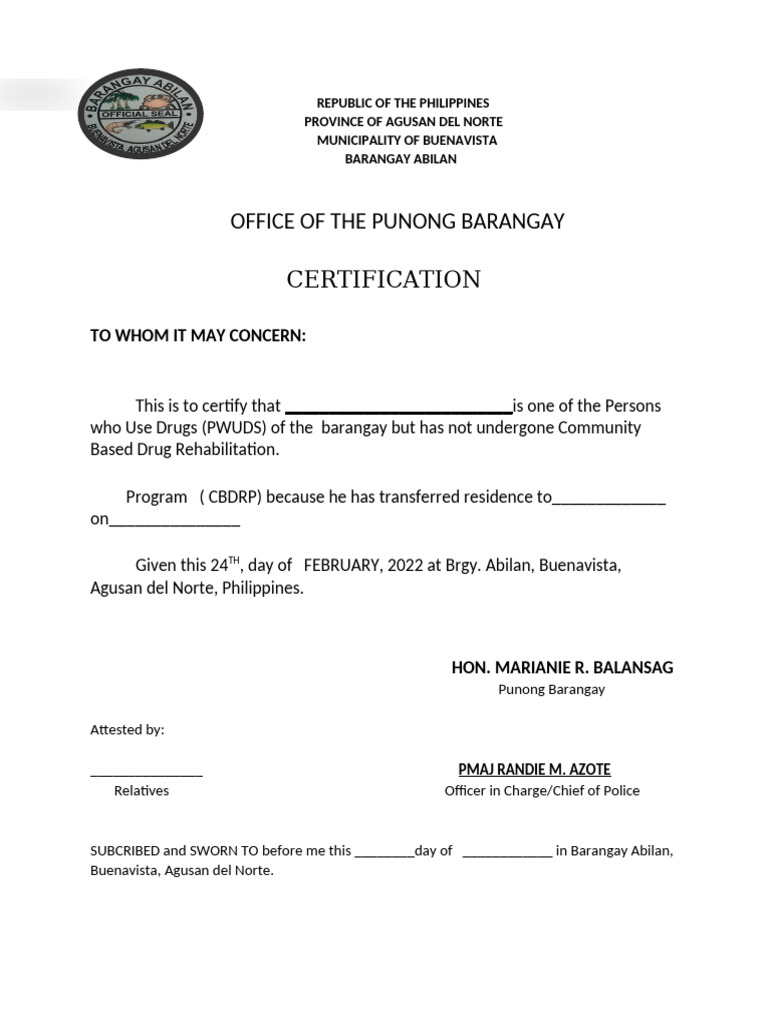 Cert PWUDS Tranferred | PDF