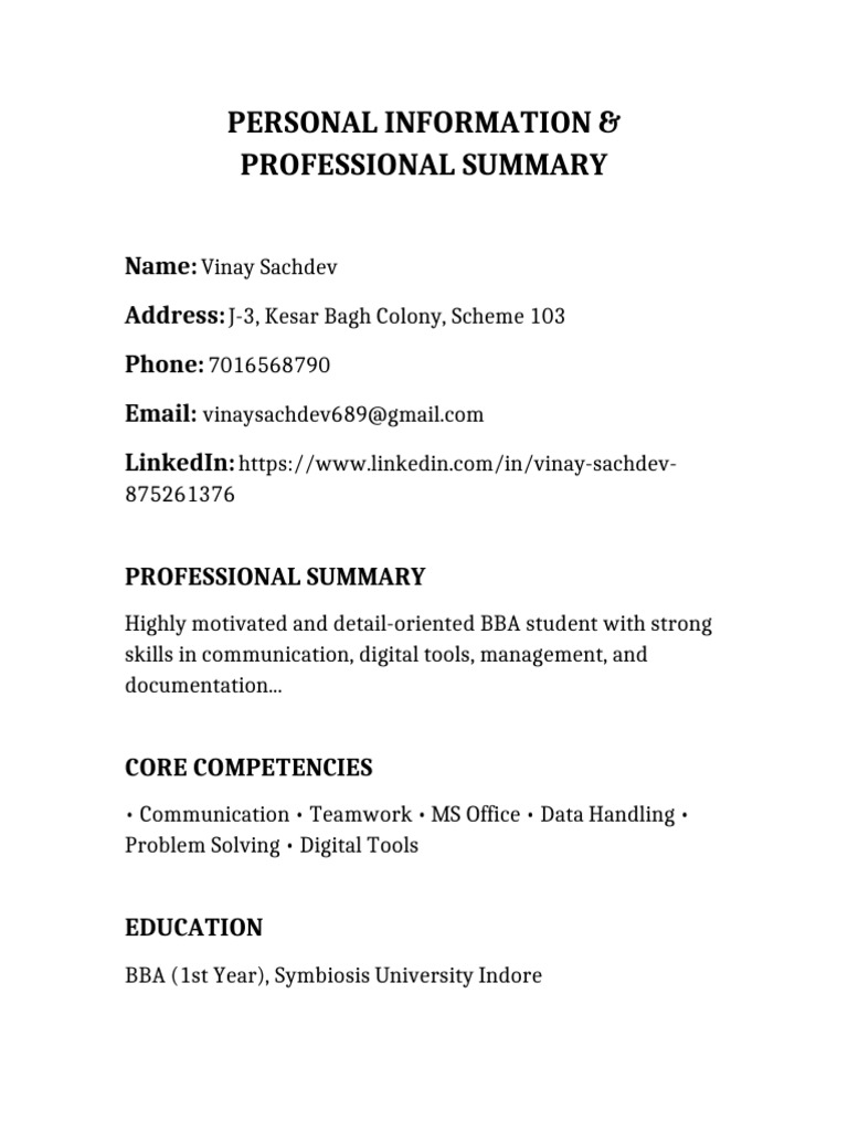 Vinay Sachdev CV | PDF
