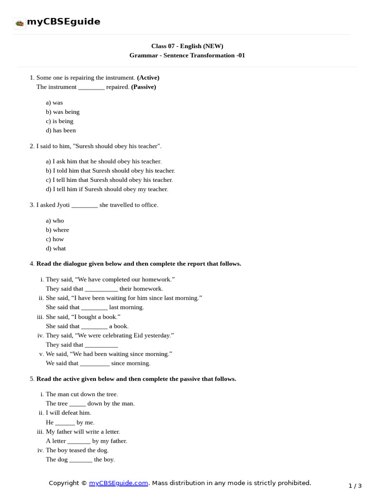 Grammar Sentence Transformation 01 | PDF | Chess Openings | Chess
