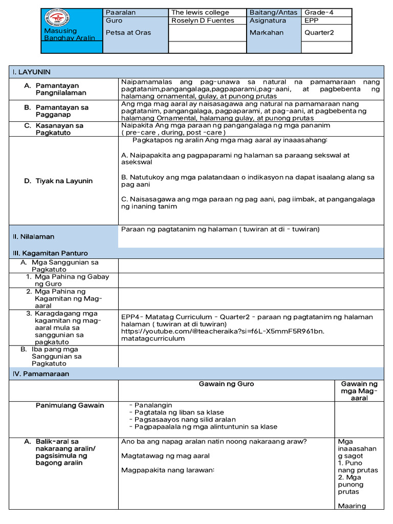 Detailed Lesson Plan EPP | PDF