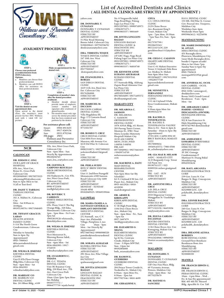 Wellness List | PDF | Manila | Dentistry