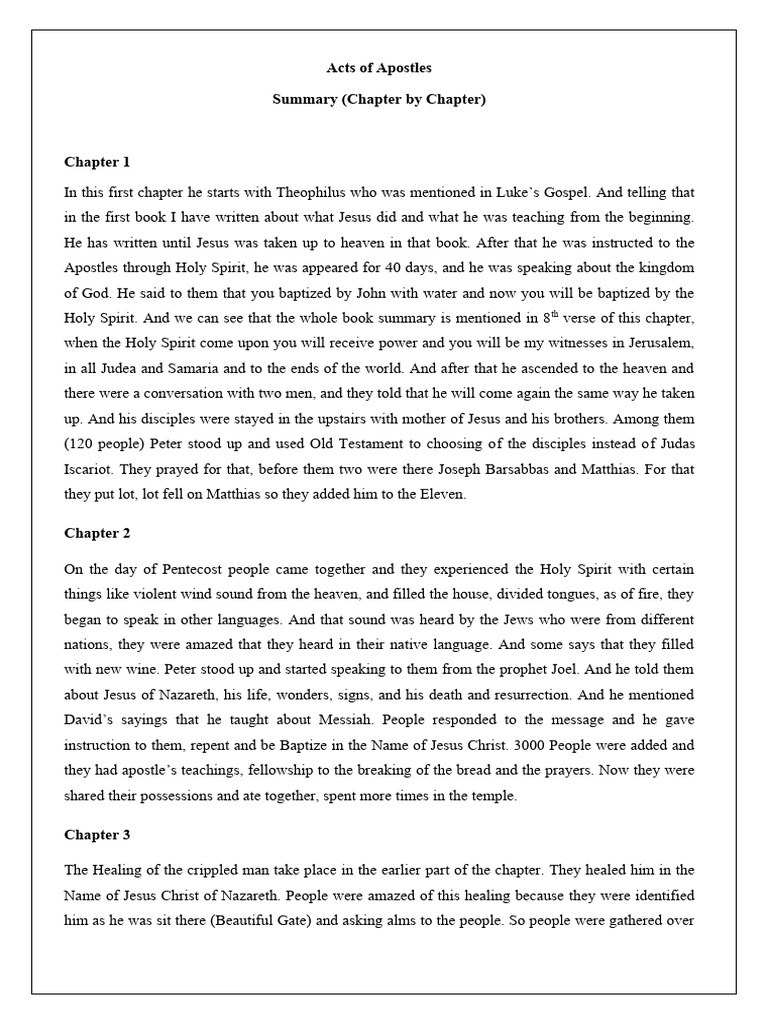 Acts of Apostles Summary Chapter by Chapter | PDF | Paul The Apostle ...