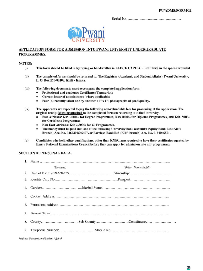 Revised Application Form - Undergraduate(2) | PDF
