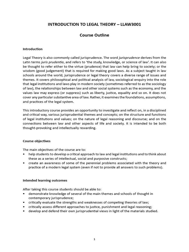ILT - Course Outline (2025) | PDF | Jurisprudence | Prudence