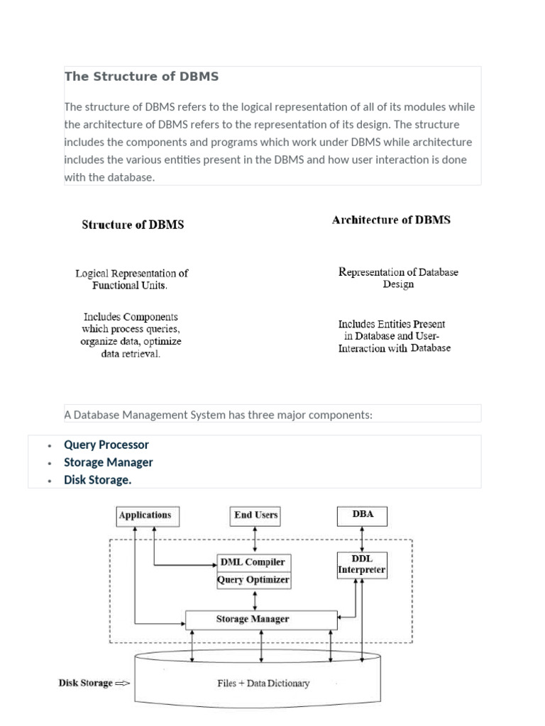 The Structure of DBMS | PDF