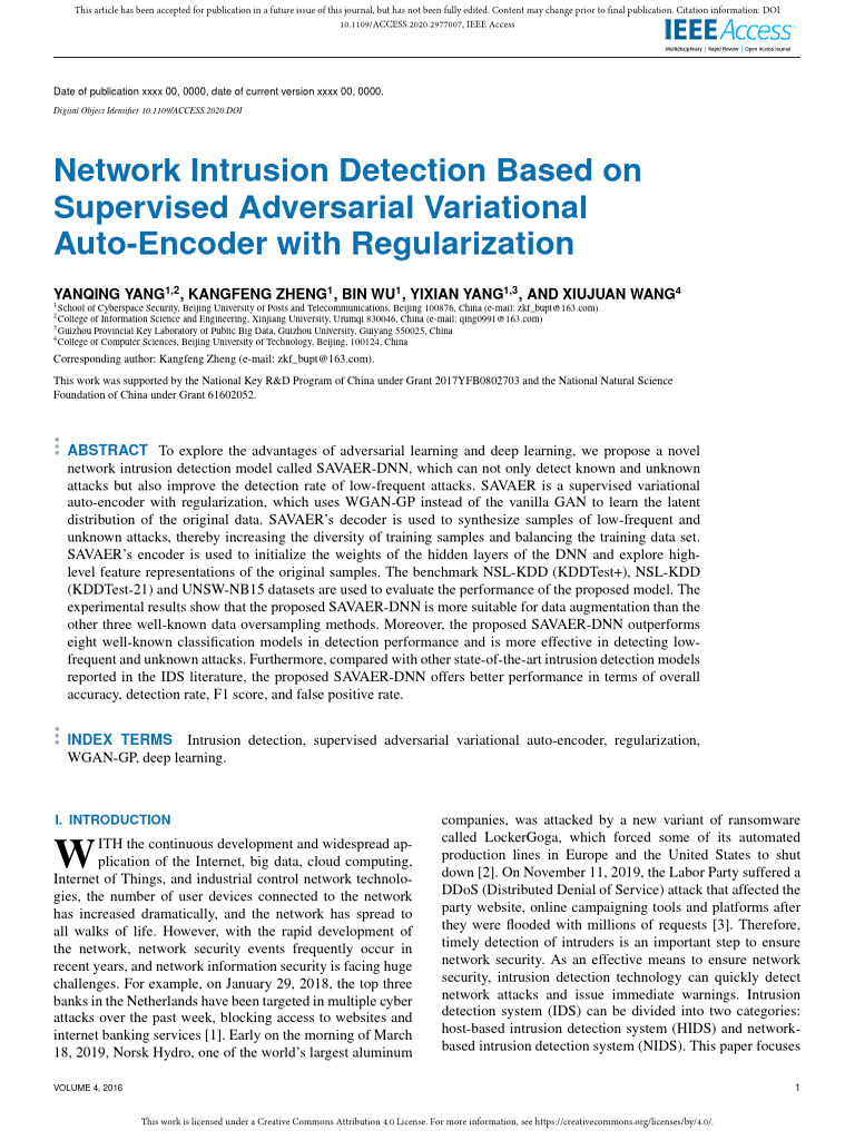 Network Intrusion Detection Based on Supervised Ad | PDF | Deep ...