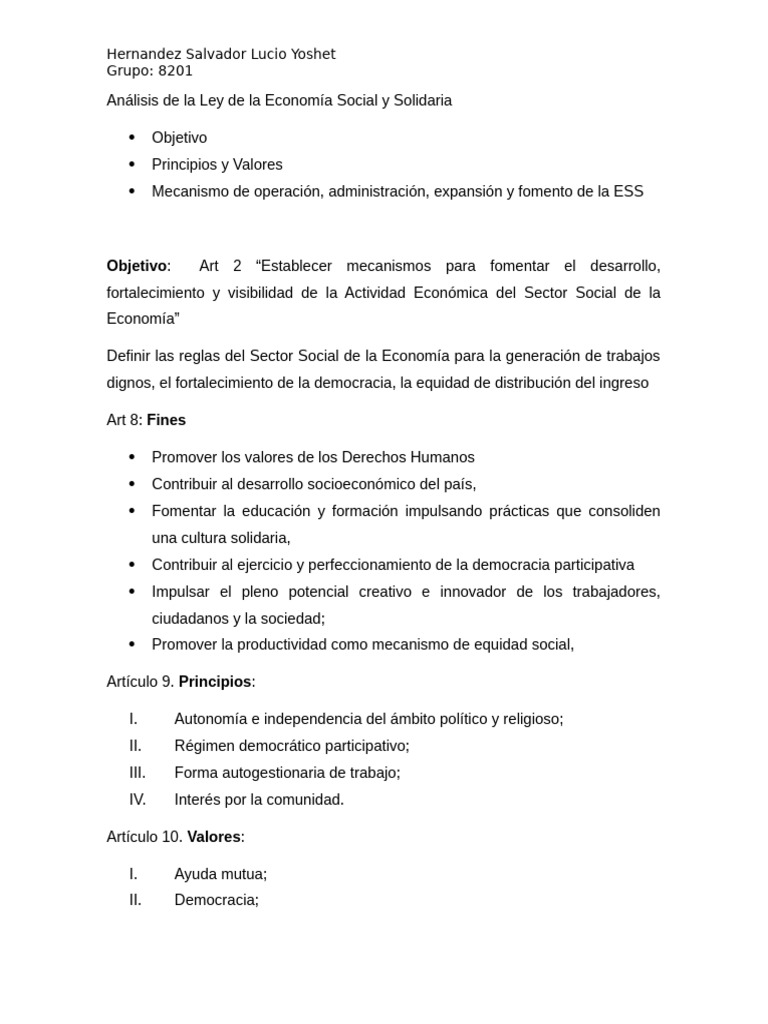 Análisis de La Ley de La Economía Social y Solidaria | PDF | Democracia ...