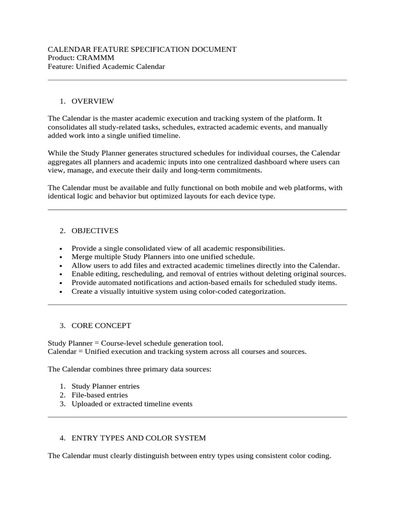 Calendar Feature Specification Document (2) | PDF | Information ...