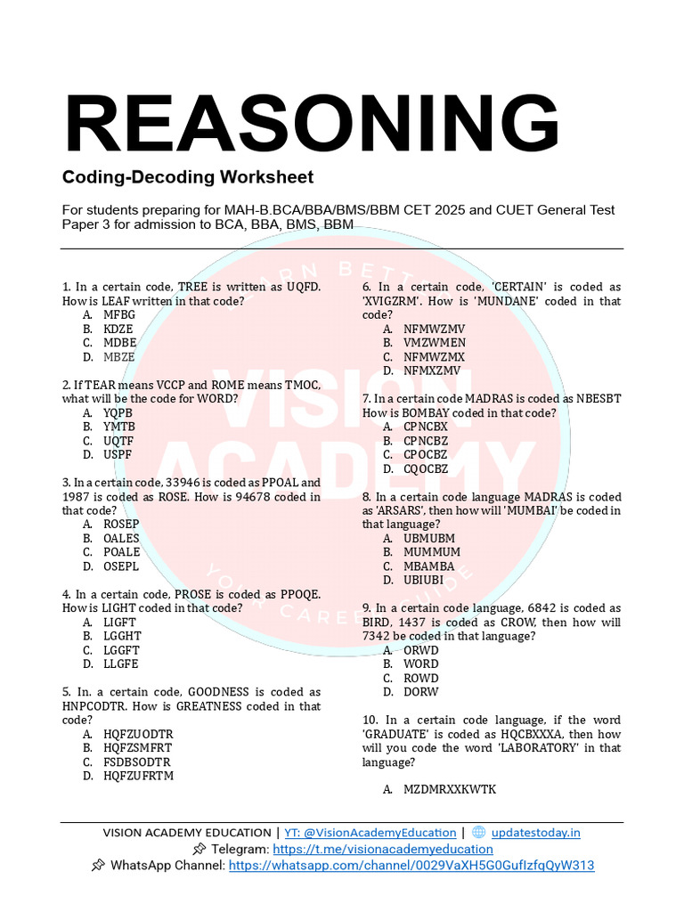 Reasoning Coding Decoding Worksheet | PDF | Chess Theory | Chess