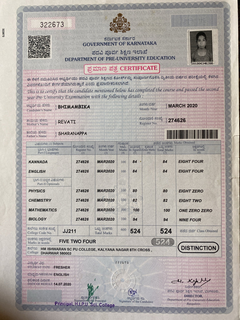 PUC Marks Card 1MB | PDF