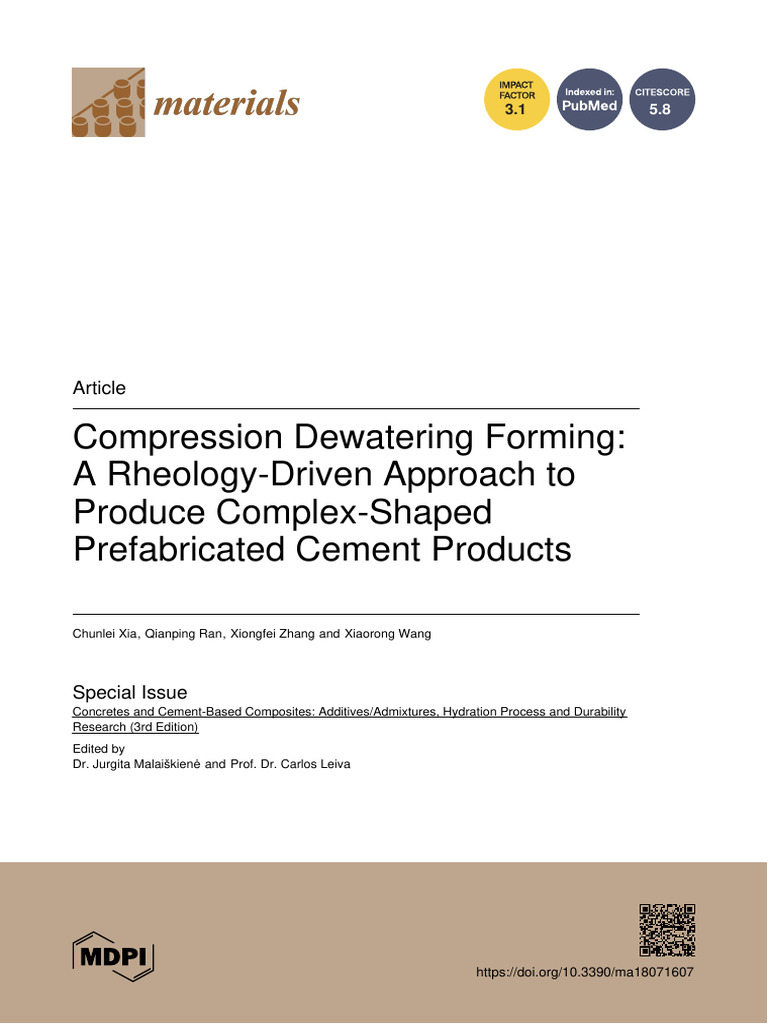 Materials 18 01607 With Cover | PDF | Rheology | Viscosity
