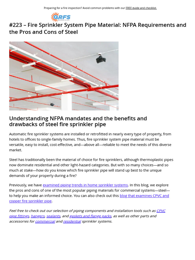 Fire Sprinkler System Pipe Material_ Steel Pipe Pros, Cons & NFPA Reqs ...