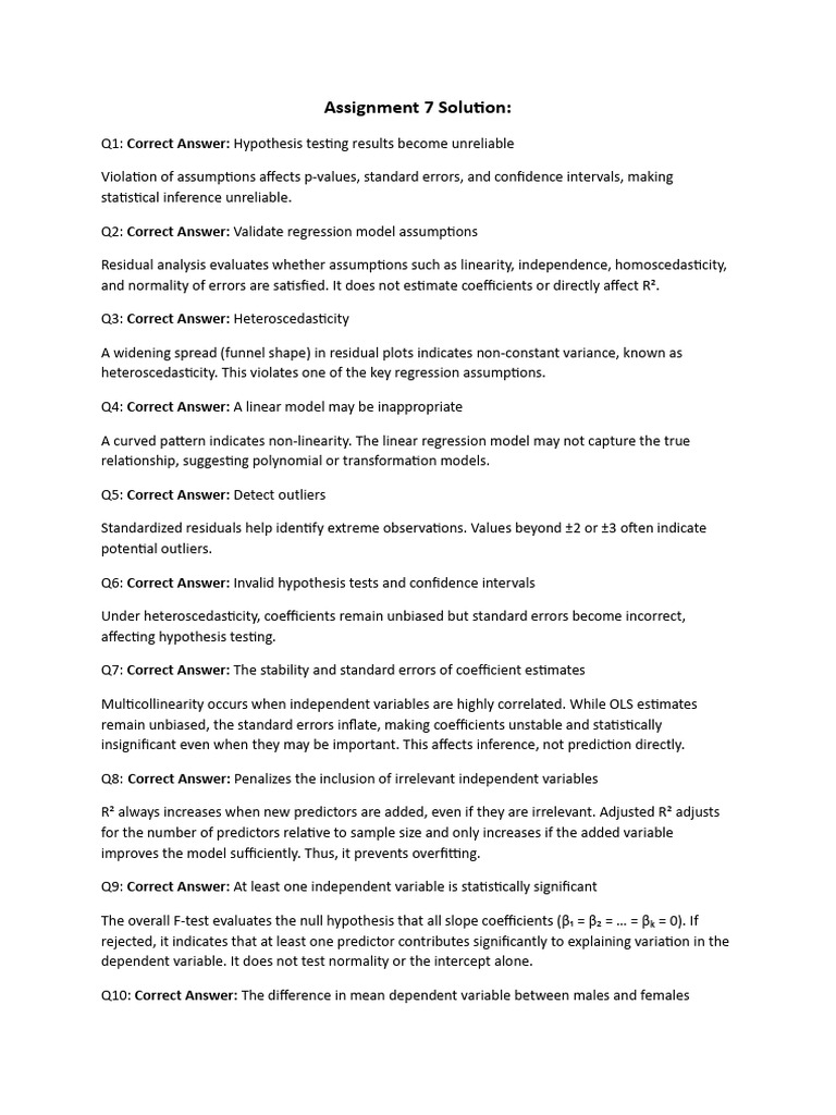Solutions of Week 7 Assignment 7_Solution | PDF | Errors And Residuals ...