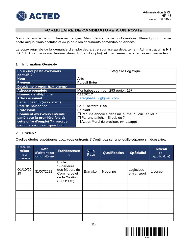 Formulaire 2 | PDF