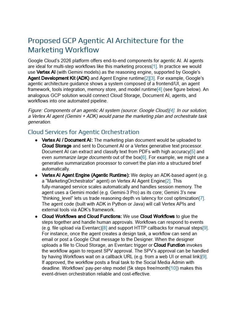 Proposed GCP Agentic AI Architecture for the Marketing Workflow | PDF ...