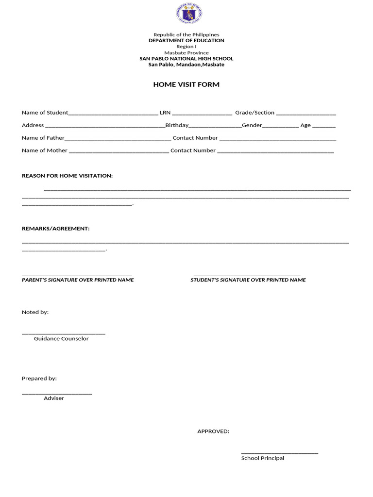Home Visit Form | PDF