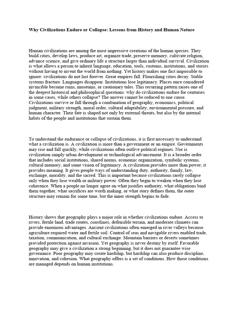Why Civilizations Endure or Collapse- Lessons From History and Human ...