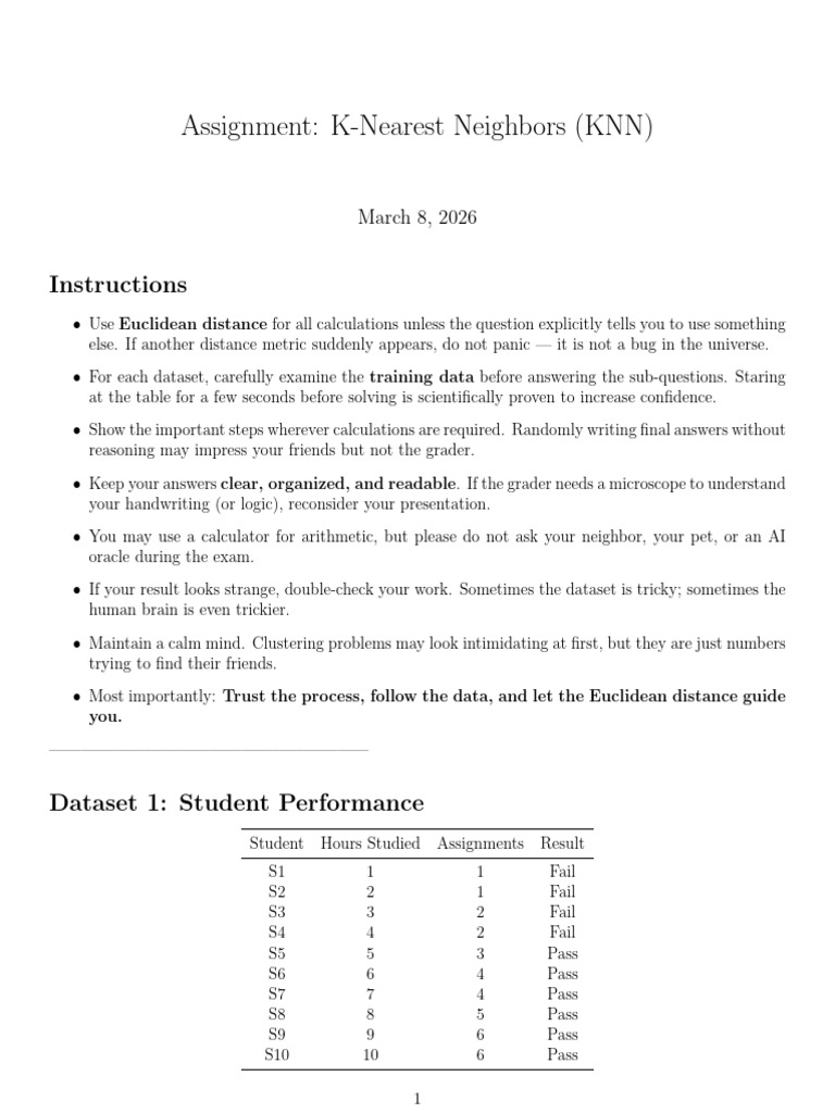 KNN Assignment For CSE 5 6 | PDF | Applied Mathematics | Machine Learning