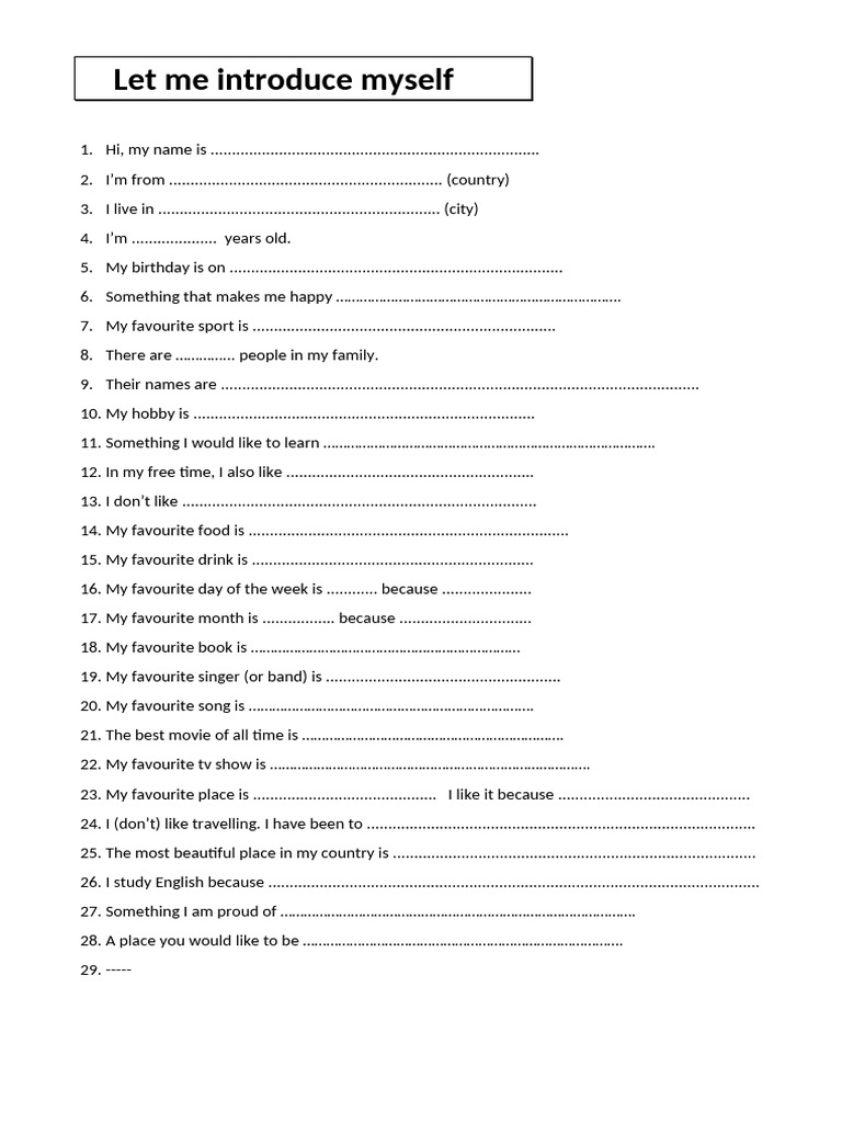 Let Me Introduce Myself | PDF