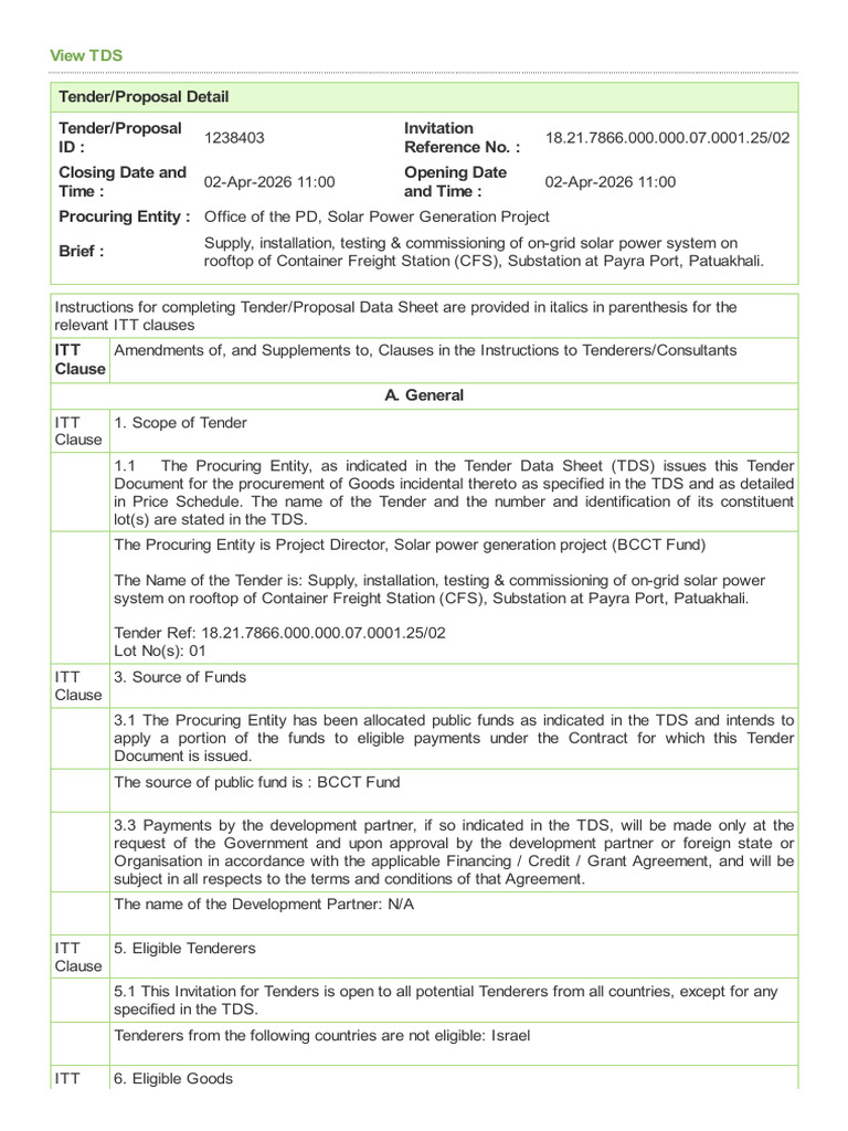 Section2_Tender Data Sheet (1) | PDF | Economies