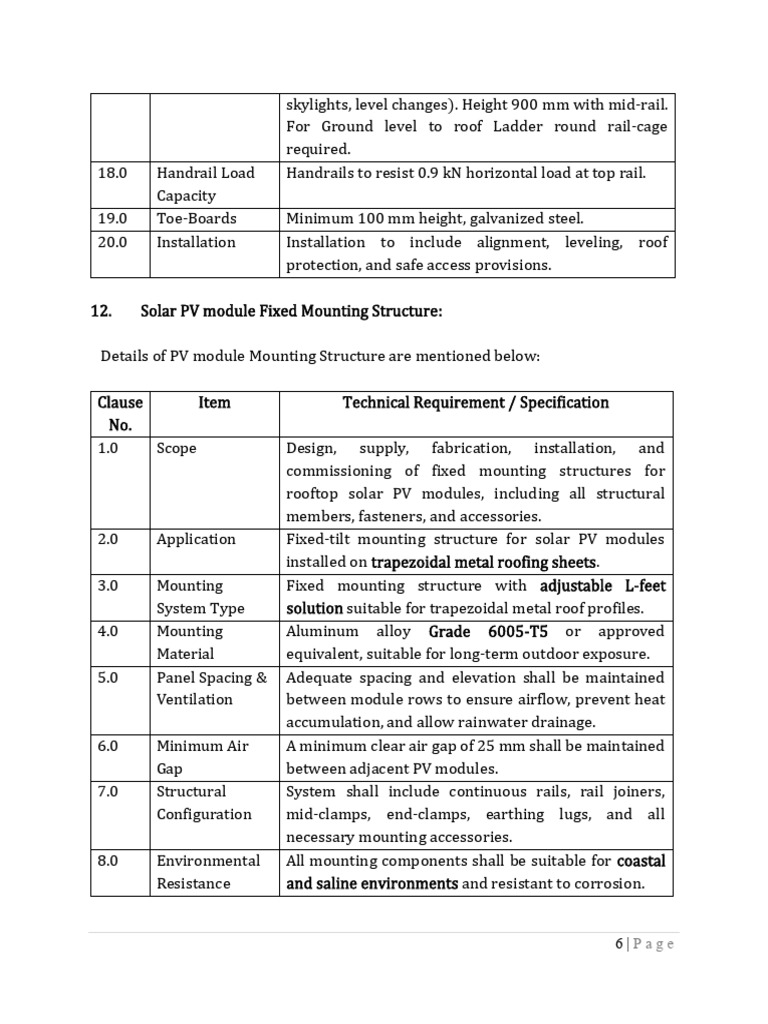 PV Mounting Structure Specs | PDF | Photovoltaics | Solar Panel