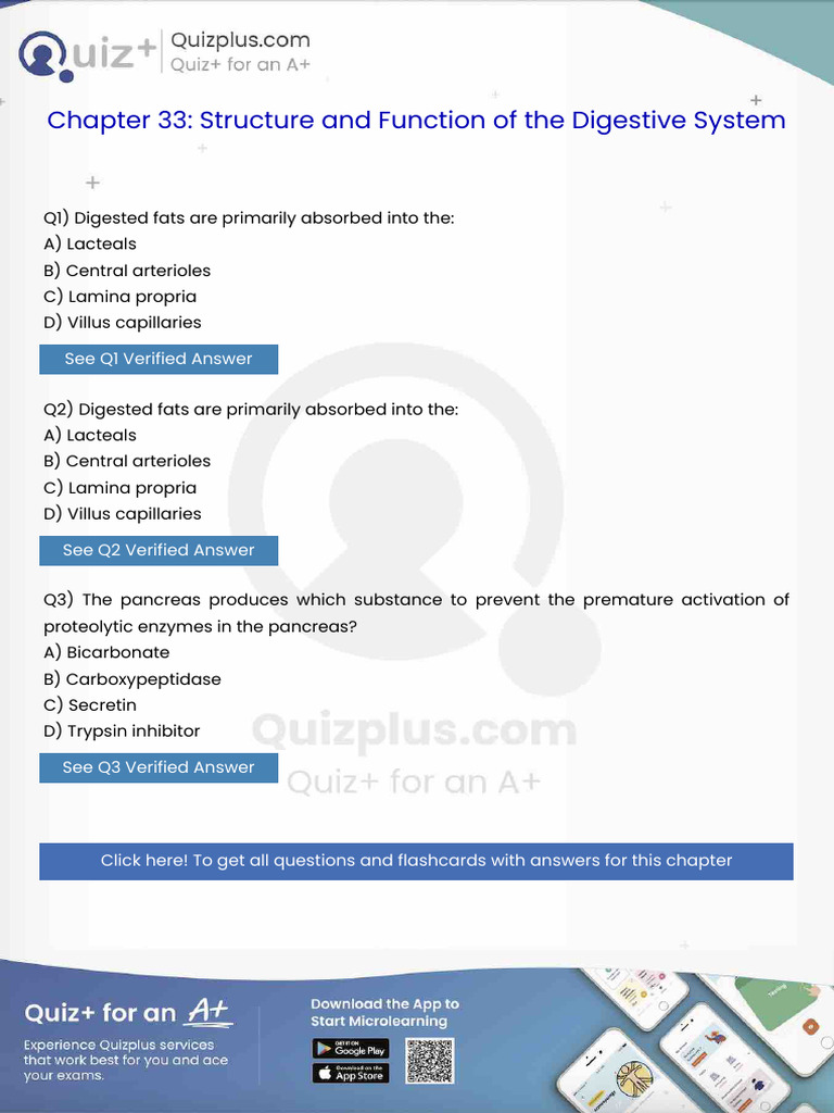 Digested Fats Are Primarily Absorbed Into The | PDF | Medical Specialties