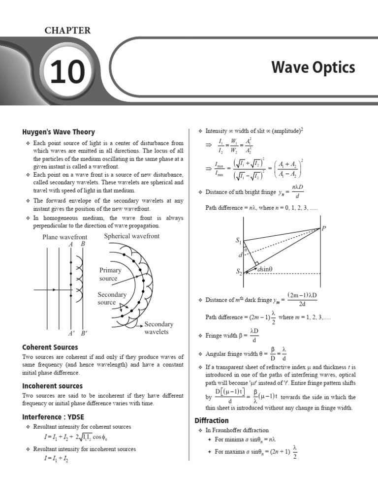 Short Notes Wave Optics | PDF | Polarization (Waves) | Waves