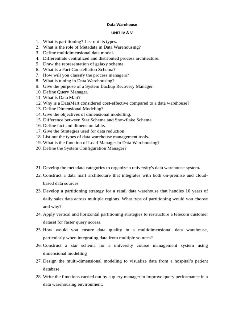Data Warehouse Unit IV & V | PDF | Data Warehouse | Information Science