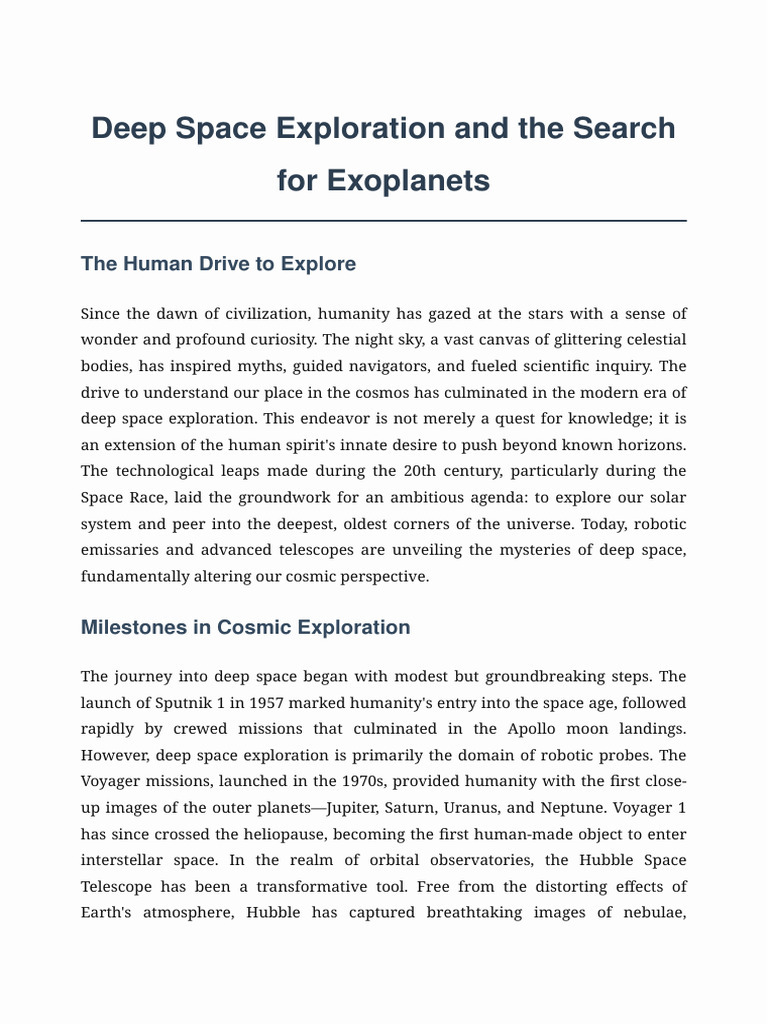 Deep Space Exploration and Exoplanets | PDF | Exoplanet | Space Exploration