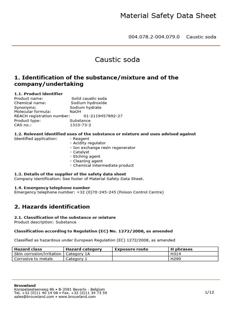 MSDS CAUSTIC SODA | PDF | Sodium Hydroxide | Toxicity