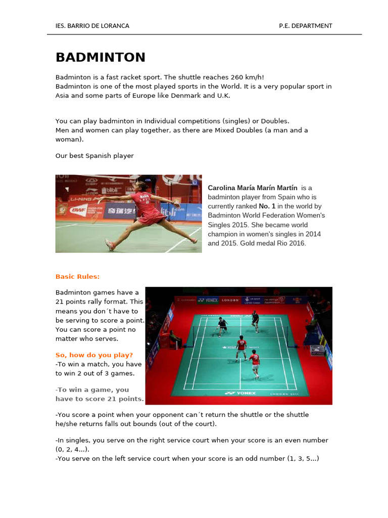 Badminton | PDF | Games Of Physical Skill | Summer Olympic Games