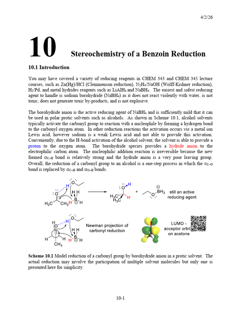 10.+Chapter+10+Stereochemistry+of+a+Benzoin+Reduction | PDF | Hydride ...